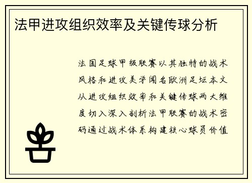 法甲进攻组织效率及关键传球分析