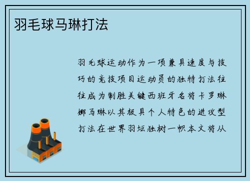 羽毛球马琳打法